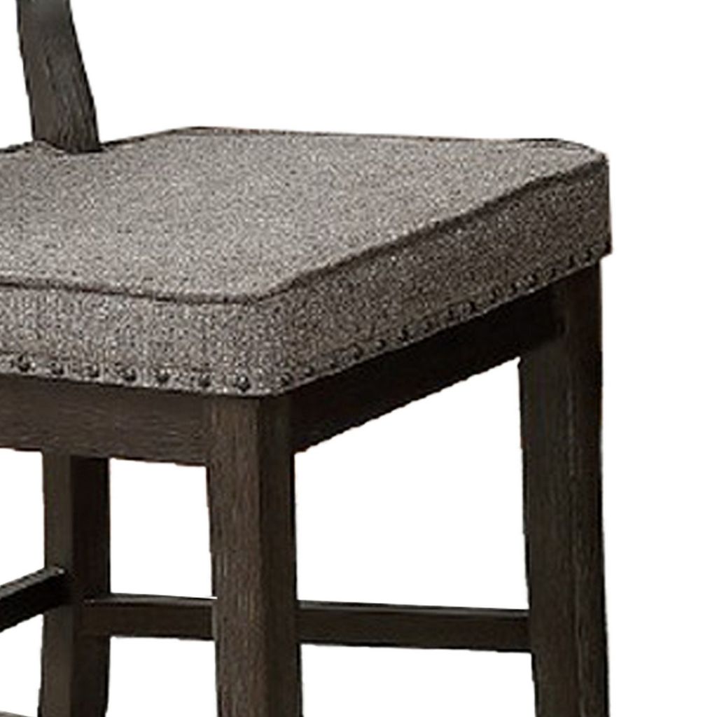 Curved Top Wooden High Chair with Flared Legs, Set of 2, Gray - View 5