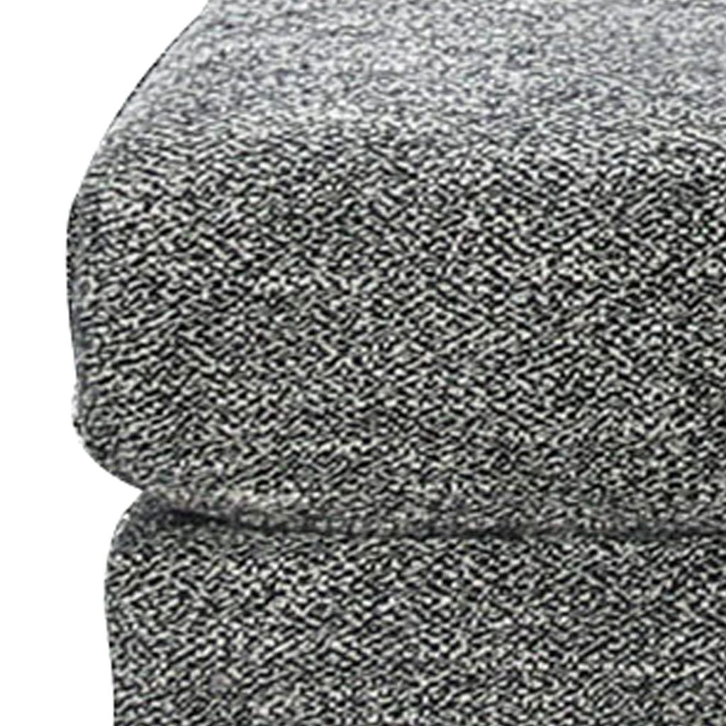 Fabric Upholstered Wooden Ottoman with Tapered Legs, Gray - View 5