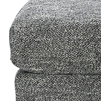 Fabric Upholstered Wooden Ottoman with Tapered Legs, Gray - View 5