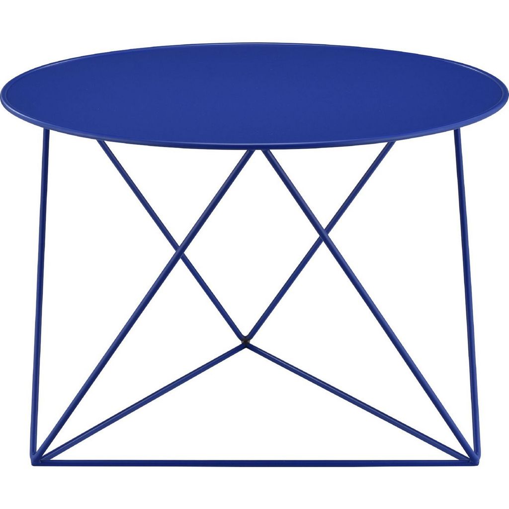 Accent Table with Open Geometric Base and Round Top, Blue - View 3