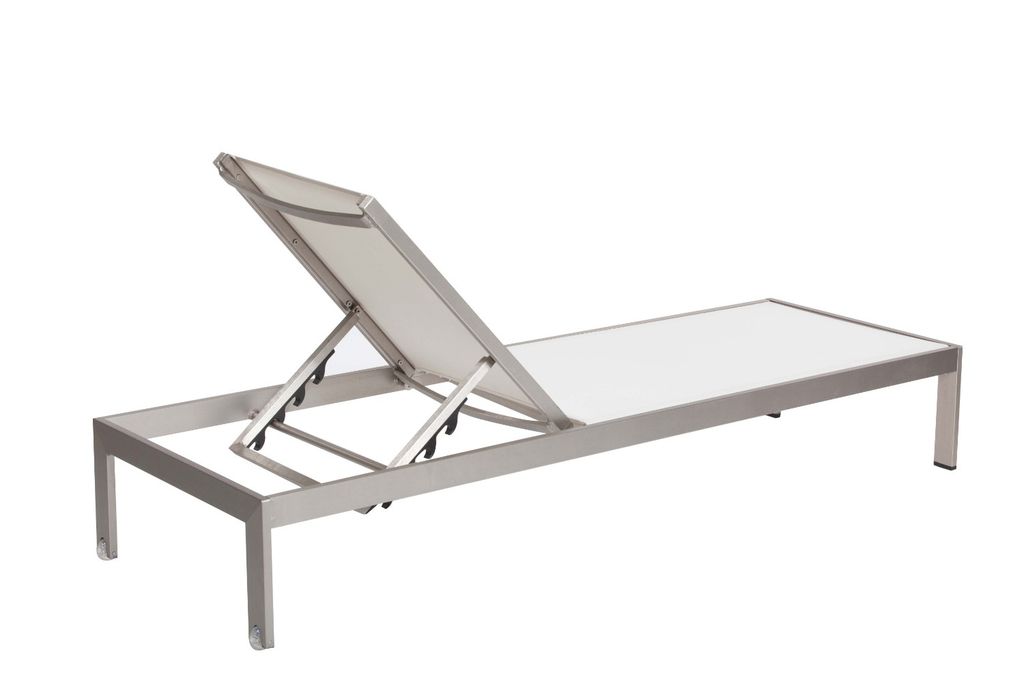 Anodized Aluminum Modern Patio Lounger In White - View 3
