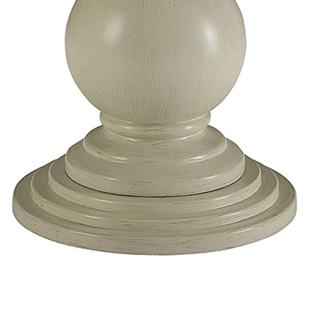 Wooden Accent Table with Pedestal Base, Antique White - View 4