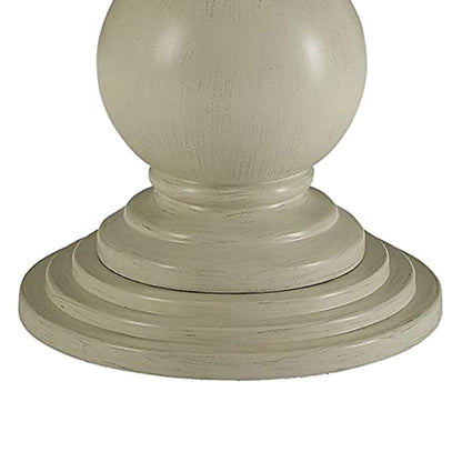Wooden Accent Table with Pedestal Base, Antique White - View 4