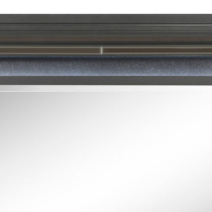 Wall Mirror with Mirror Accent and Beveled Edges, Gray - View 4