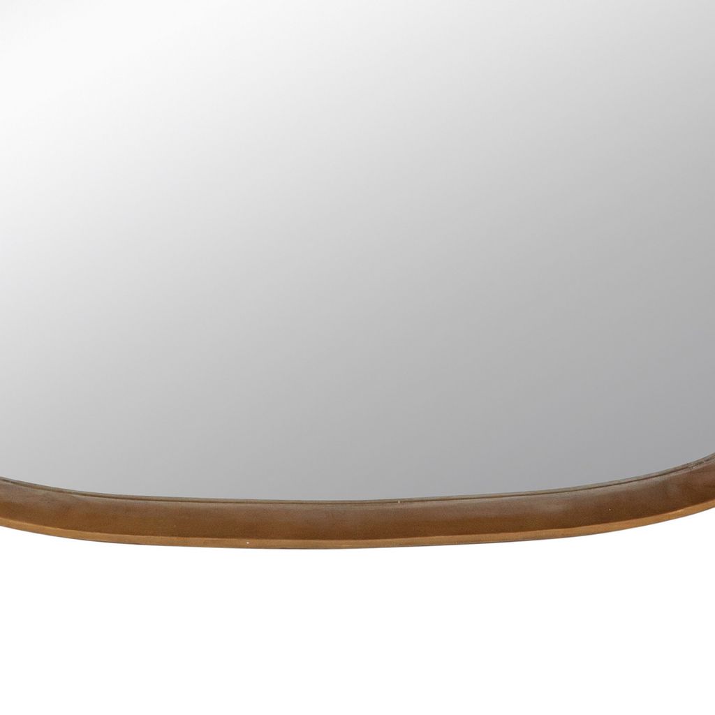 Roe 27 Inch Wall Mirror, Brown Curved Pine Wood Frame, Minimalistic - View 4