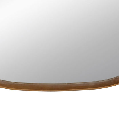 Roe 27 Inch Wall Mirror, Brown Curved Pine Wood Frame, Minimalistic - View 4
