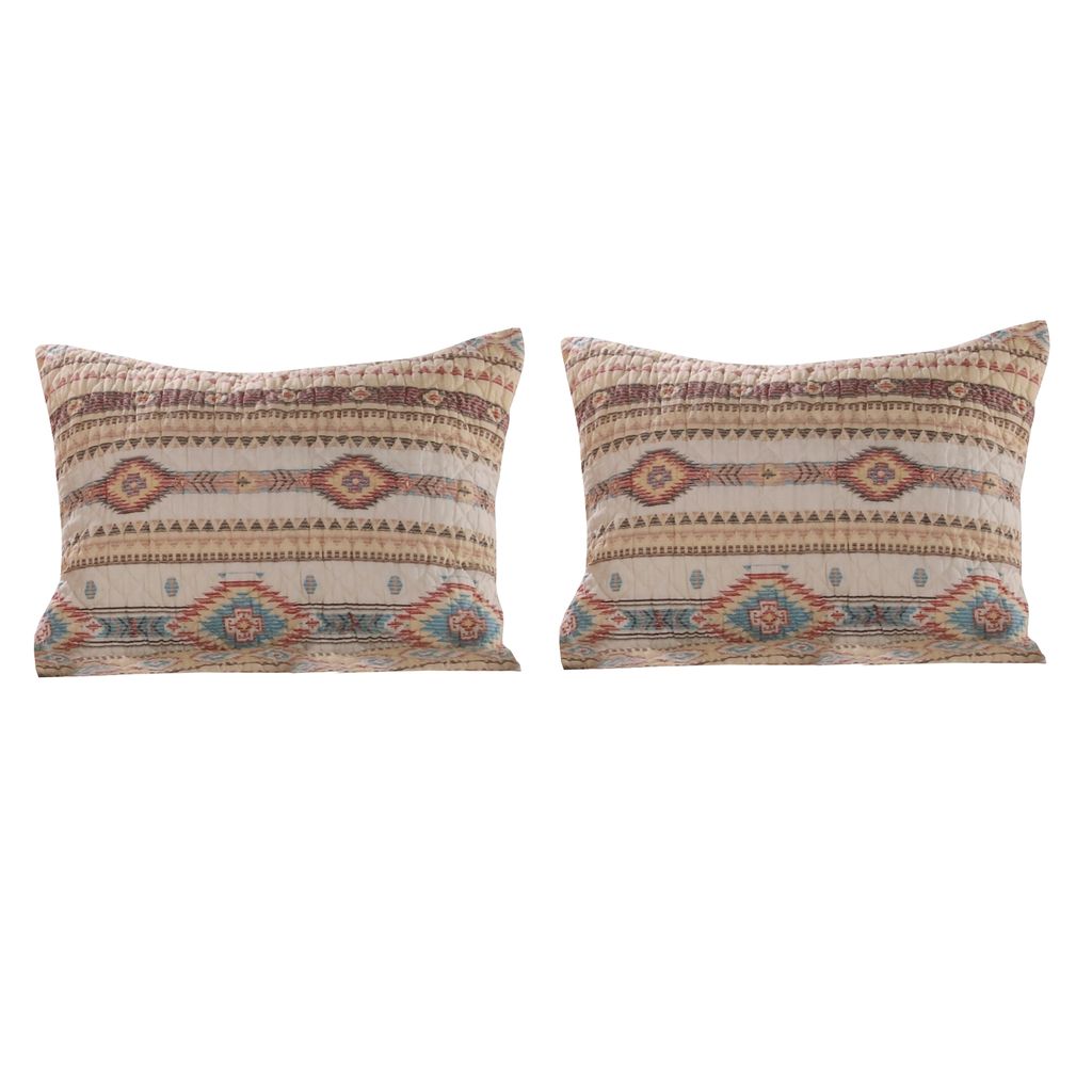 Full Size 3 Piece Polyester Quilt Set with Kilim Pattern, Multicolor - View 2