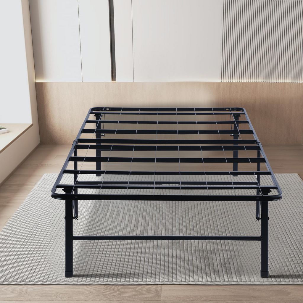 Folding Bed Frame Queen, Heavy Gauge Steel Metal, Underbed Space, Black - View 7