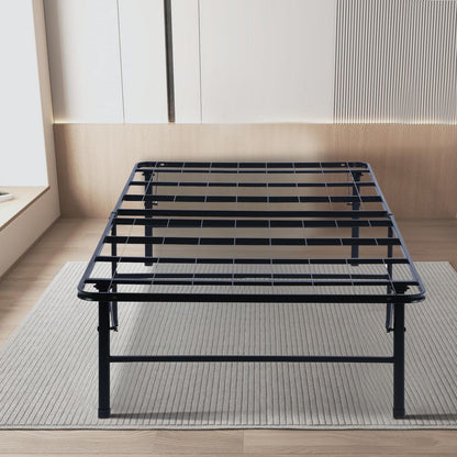 Folding Bed Frame Queen, Heavy Gauge Steel Metal, Underbed Space, Black - View 7