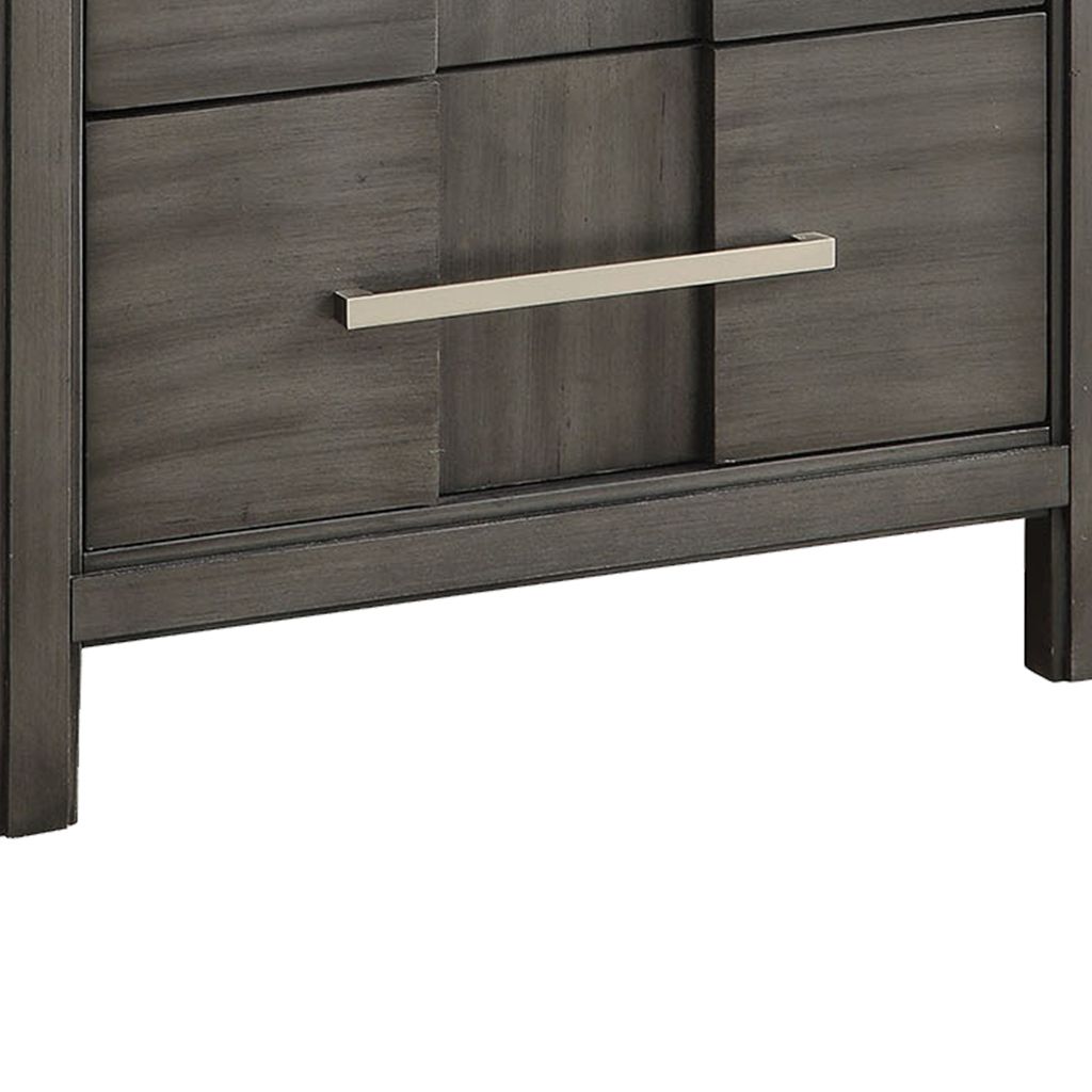 Transitional Solid Wood Night Stand With Two Drawers, Gray - View 5