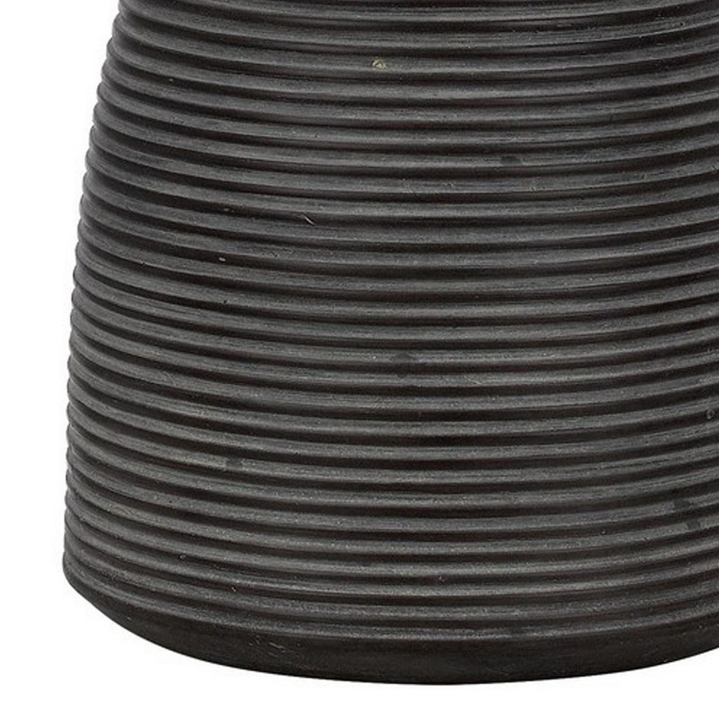 29 Inch Classic Table Lamp, Textured Lined Body, Ceramic, Charcoal Black - View 4