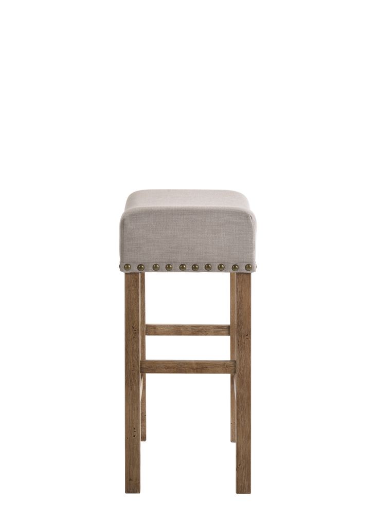 Fabric Upholstered Wooden Counter Height Stool,Set of 2,Brown and Gray - View 3