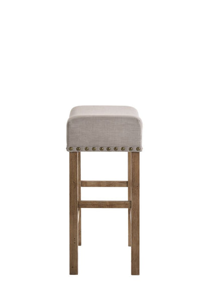Fabric Upholstered Wooden Counter Height Stool,Set of 2,Brown and Gray - View 3