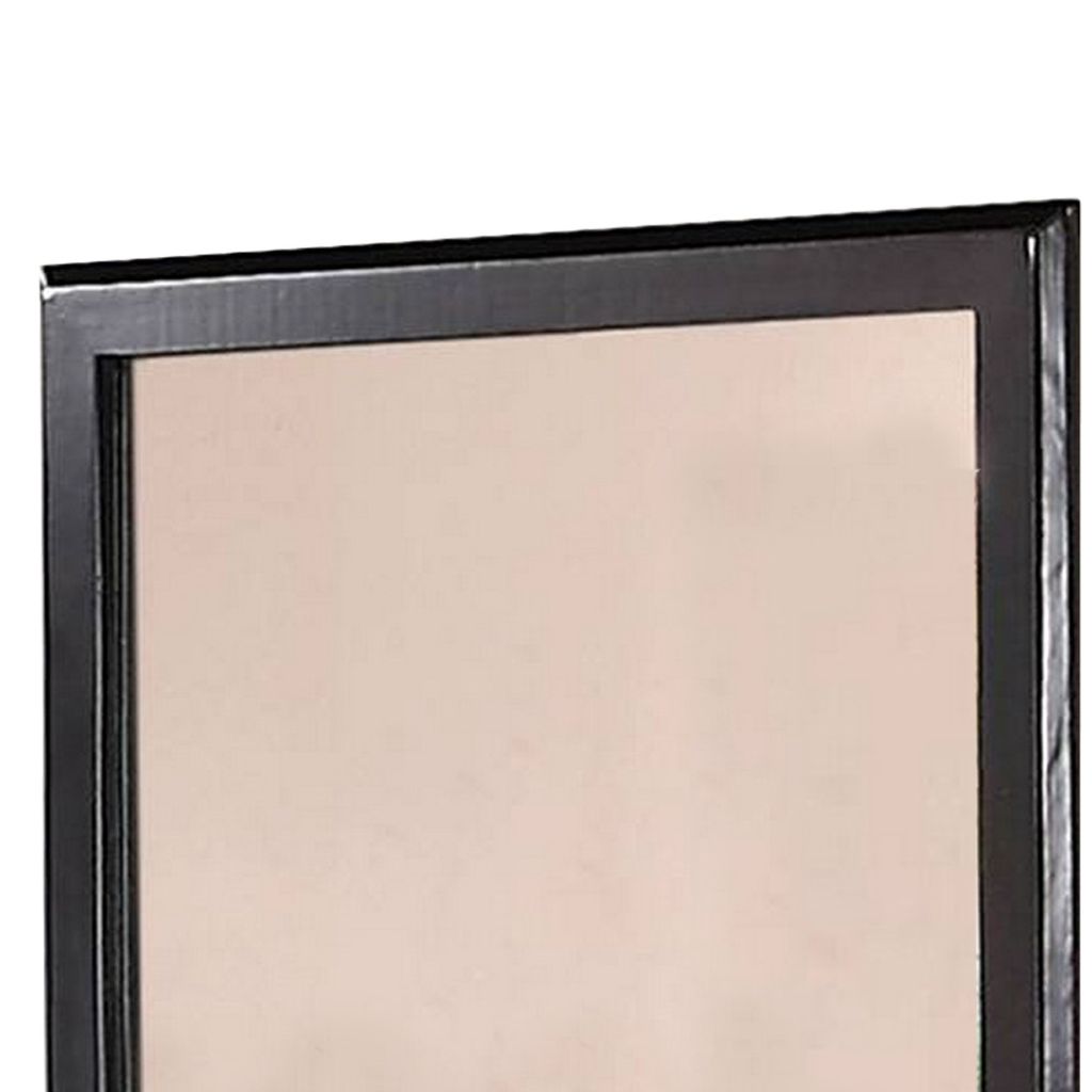 36 Inches Rectangular Wood Encased Mirror, Black - View 2