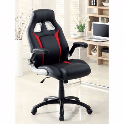 Leatherette Gaming Chair with Padded Armrests and Adjustable Height, Black - View 2