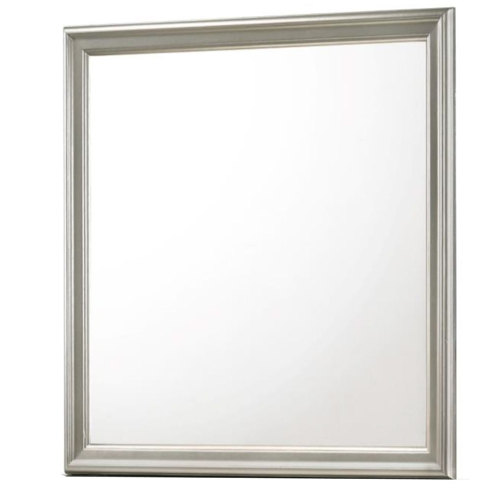 Square Molded Wooden Frame Dresser Mirror, Antique Silver