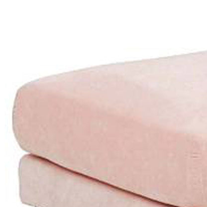 Rio 32 Inch Modular Ottoman, Box Cushion Seat, Wood Legs, Blush Pink - View 2