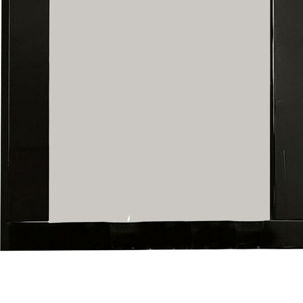 Cari 37 Inch Rectangular Mirror with Wooden Frame, Black - View 3