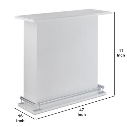Rectangular Wooden Bar Table with Storage, White and Chrome - View 6