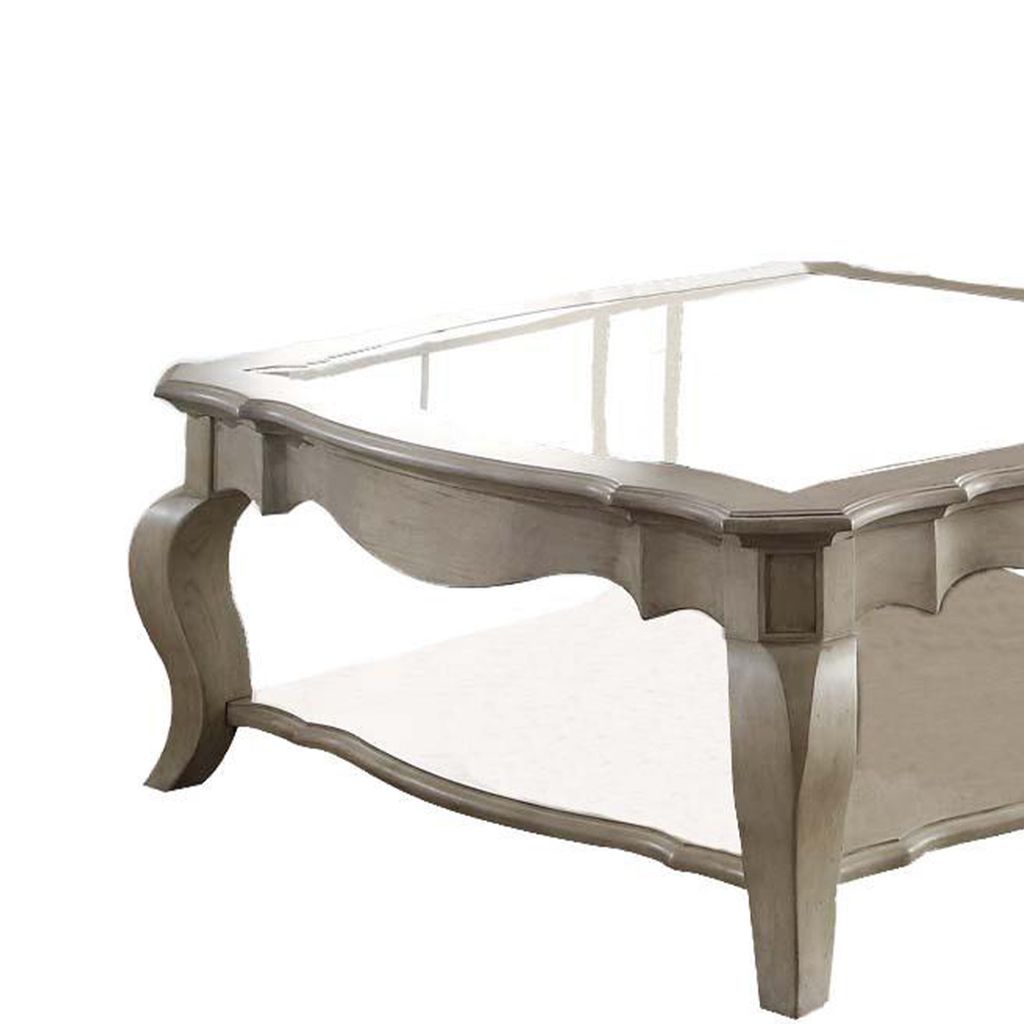 Charming Coffee Table, Brown& Clear Glass - View 2