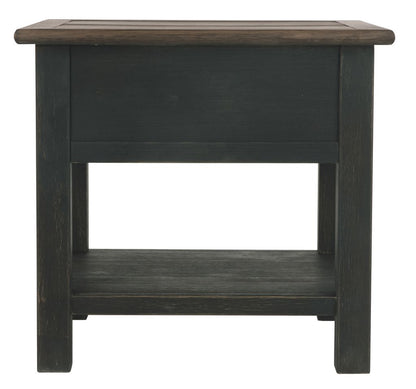 Wooden End Table with One Drawer and One Shelf, Brown and Black - View 4