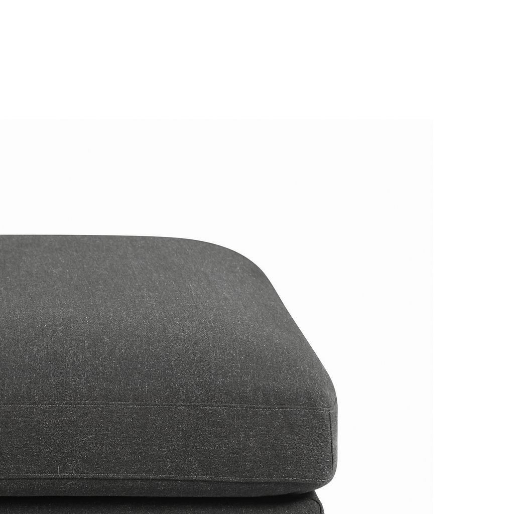 Fabric Upholstered Wooden Ottoman with Loose Cushion Seat and Small Feet, Dark Gray - View 4
