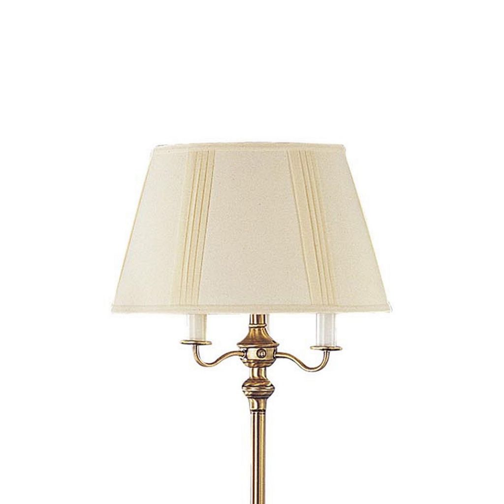 150 Watt 6 Way Metal Floor Lamp with Fabric Tapered Shade, Gold - View 2