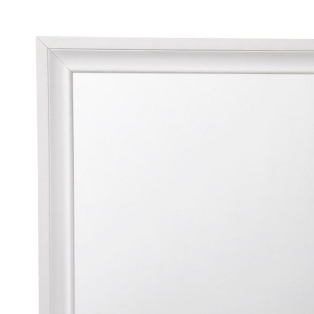 Wooden Rectangular Wall Mirror with Beveled Edges, White - View 3