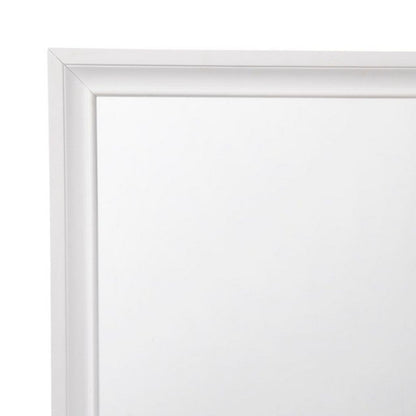 Wooden Rectangular Wall Mirror with Beveled Edges, White - View 3