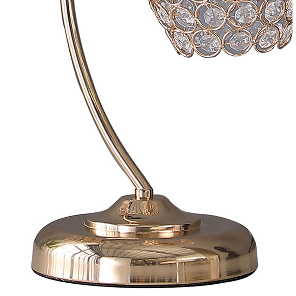 Floral Tree Design Metal Table Lamp with Dome Shade and Crystals, Gold - View 4