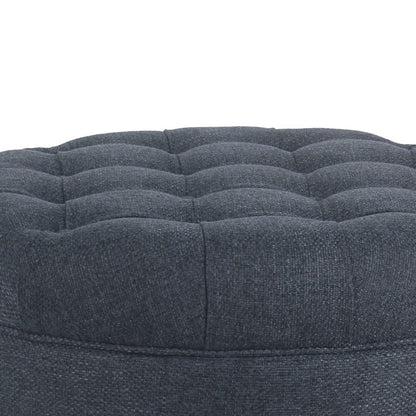 Fabric Upholstered Wooden Ottoman with Tufted Lift Off Lid Storage, Navy Blue - View 3