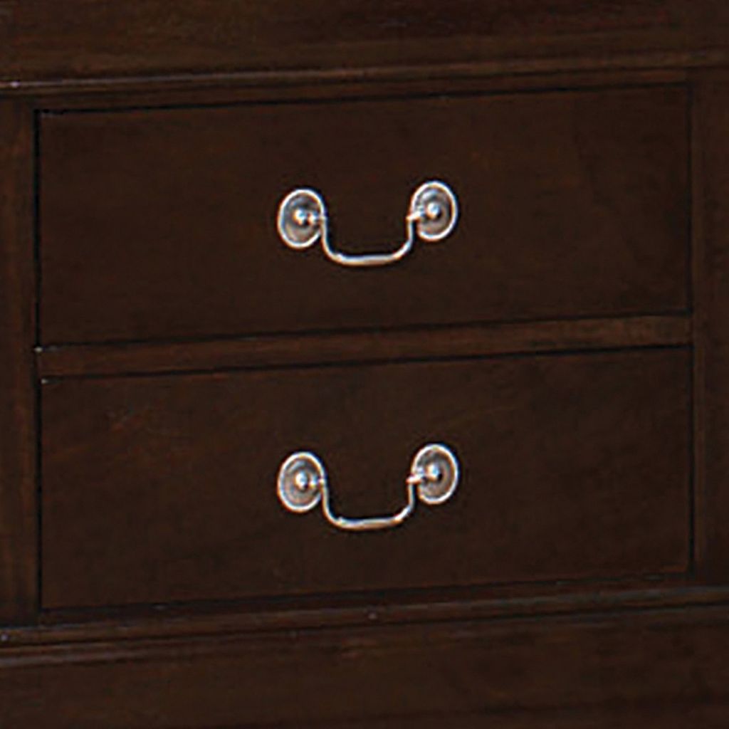 Nim 24 Inch 2 Drawer Nightstand, Classic Bail Handles, Cappuccino Brown - View 2