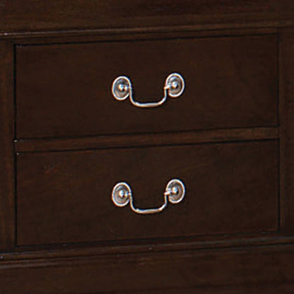 Nim 24 Inch 2 Drawer Nightstand, Classic Bail Handles, Cappuccino Brown - View 2