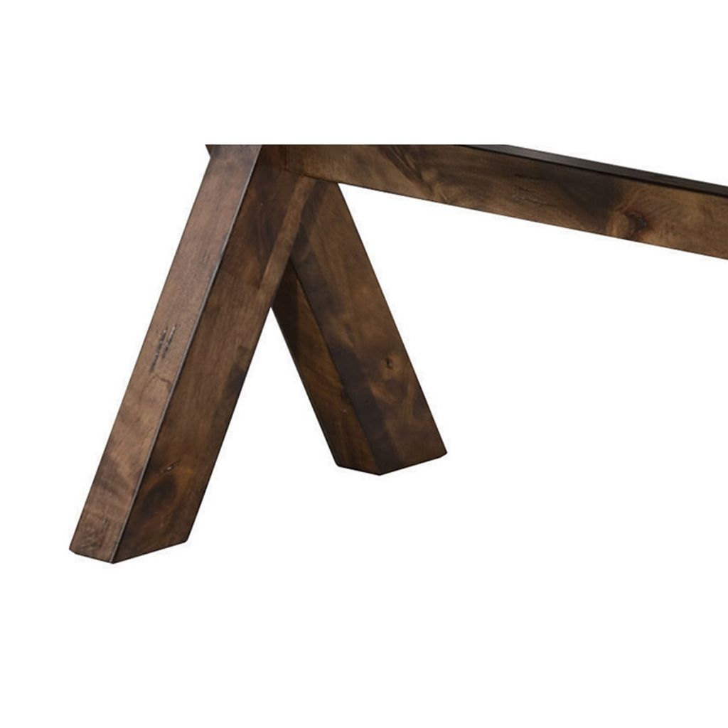 Wooden Trestle Style Base Bench, Brown - View 4