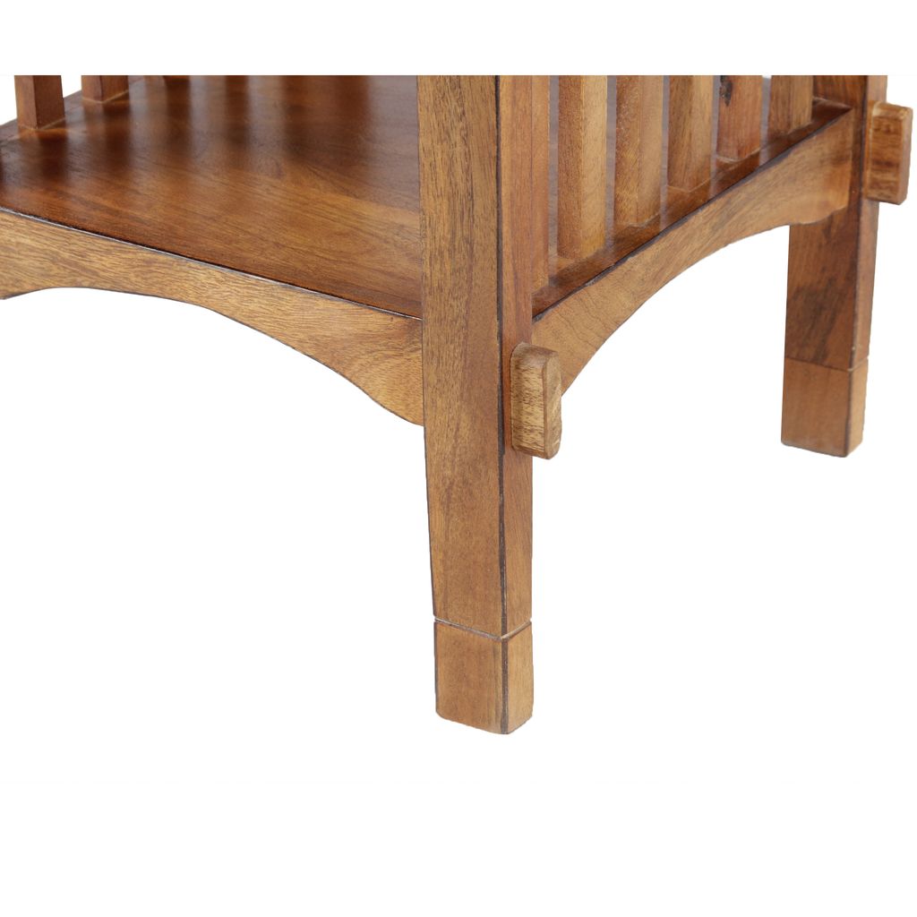 Spacious Mango Wood Telephone Stand with Slatted Side Panels, Brown - View 5