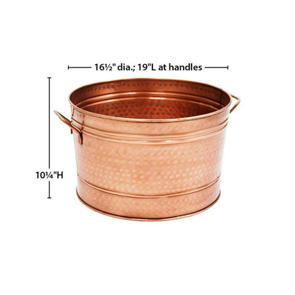 Hammered Pattern Galvanized Farmhouse Style Tub, Copper - View 6