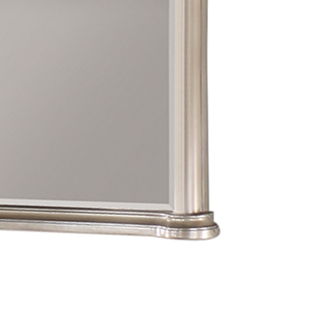 Ada 38 x 45 Rectangular Dresser Mirror, Molded Trim, Pine Wood, Brown - View 4
