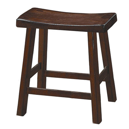 Wooden 18" Counter Height Stool with Saddle Seat, Distressed Cherry, Set Of 2 - View 3
