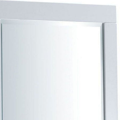 27 Inch Contemporary Wooden Frame Rectangular Mirror, White - View 2