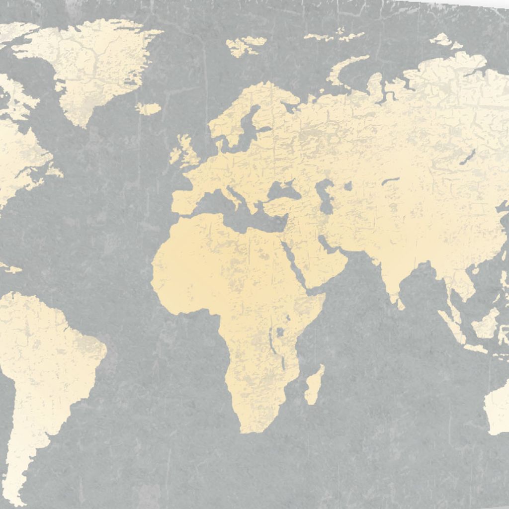 Wooden Surfboard Wall Art with World Map Print, Gray and White - View 4