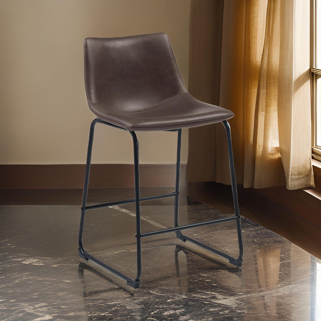 Transitional Contoured Counter Height Stool, Dark Brown, Set of 2 - View 7