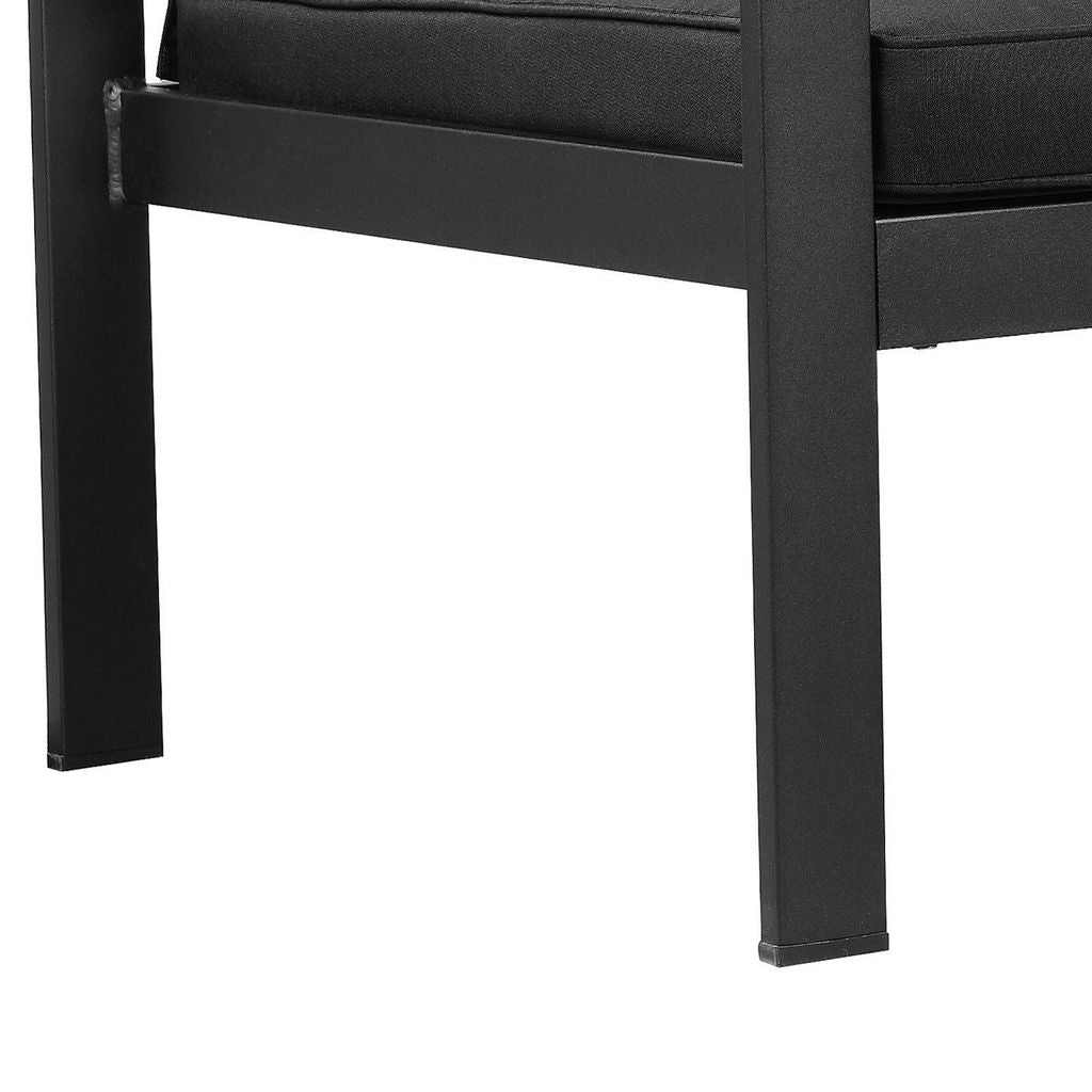 Kili 29 Inch Armchair, Jet Black Aluminum Frame, Water Resistant Fabric - View 4