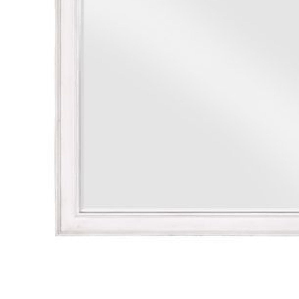 42 Inch Wall Mirror, Molded Sleek Wood Frame, White - View 5