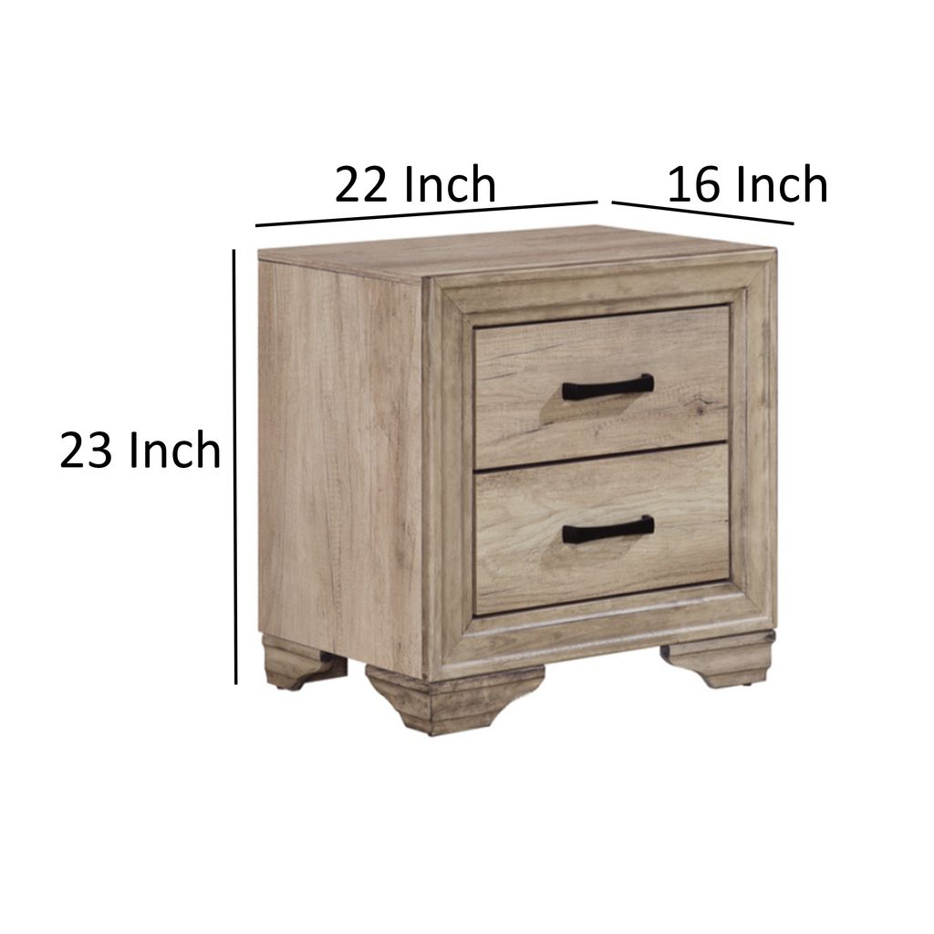 Wooden Night Stand With 2 Drawers In Brown - View 6