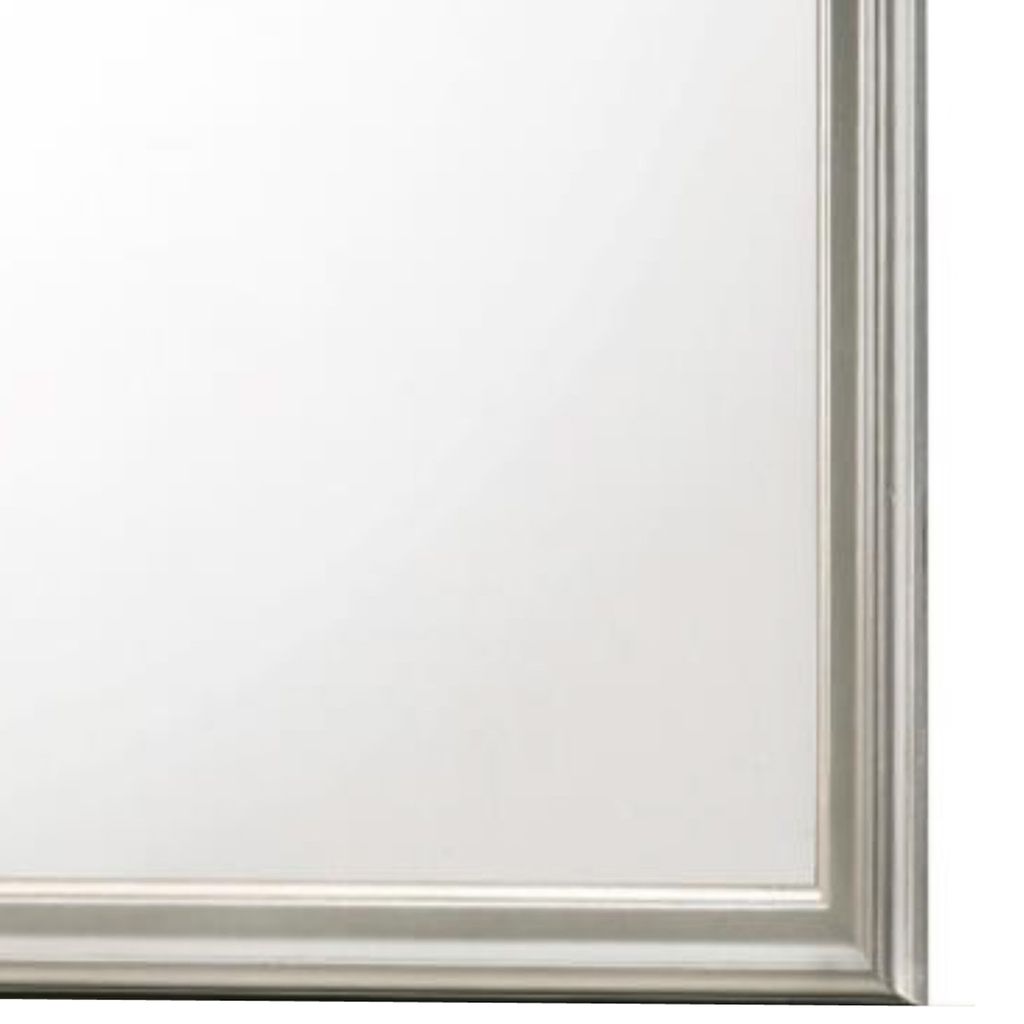 Square Molded Wooden Frame Dresser Mirror, Antique Silver - View 2