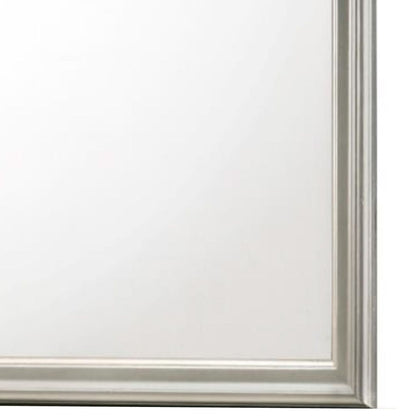 Square Molded Wooden Frame Dresser Mirror, Antique Silver - View 2