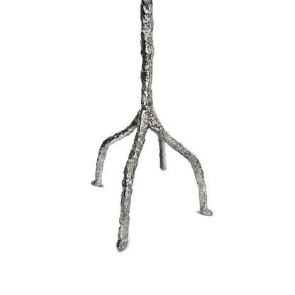 71 Inch Modern Aluminum Coat Stand, Branch Accent, Perched Bird, Silver - View 4