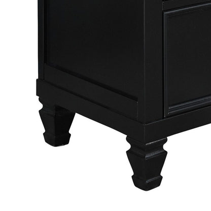 Umi 2 Drawer Wooden nightstand with Tapered Legs and Metal Rings, Black - View 4