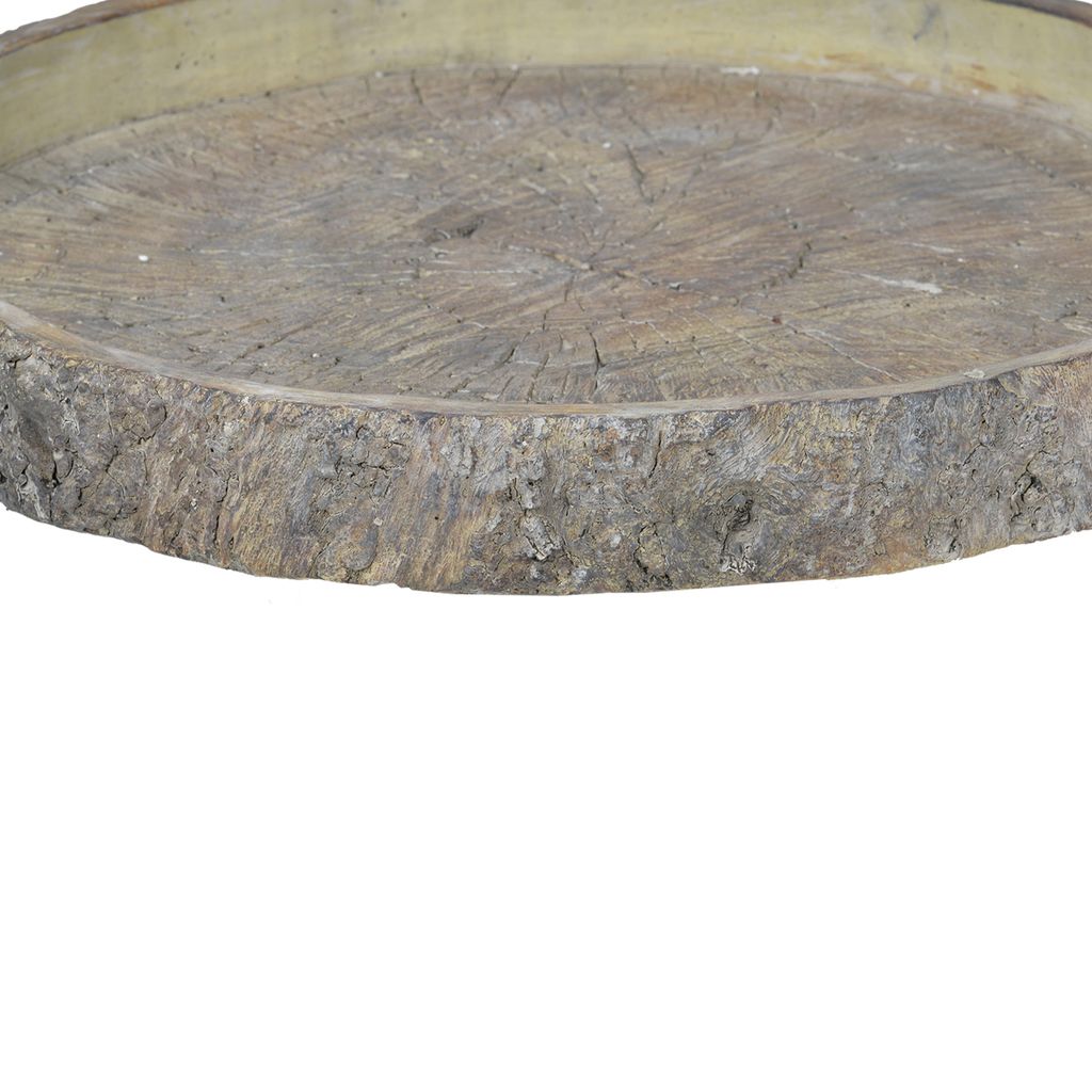 Decorative Cemented Log Plate with Distressed Details, Gray - View 2