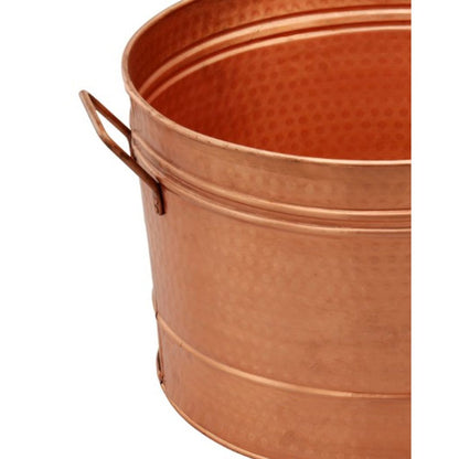 Hammered Pattern Galvanized Farmhouse Style Tub, Copper - View 5